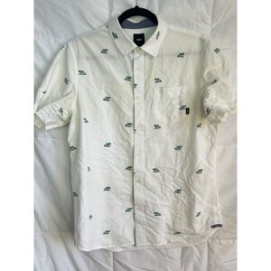 Vans Men's Short Sleeve Button Up Shirt Small‎ Classic Fit Palm Tree Print White